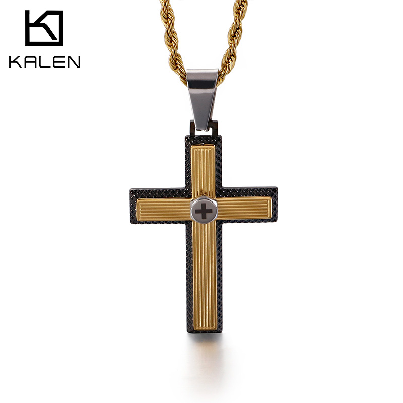 Men Accessories Singapore - Kalen Hiphop Collana con ciondolo croce