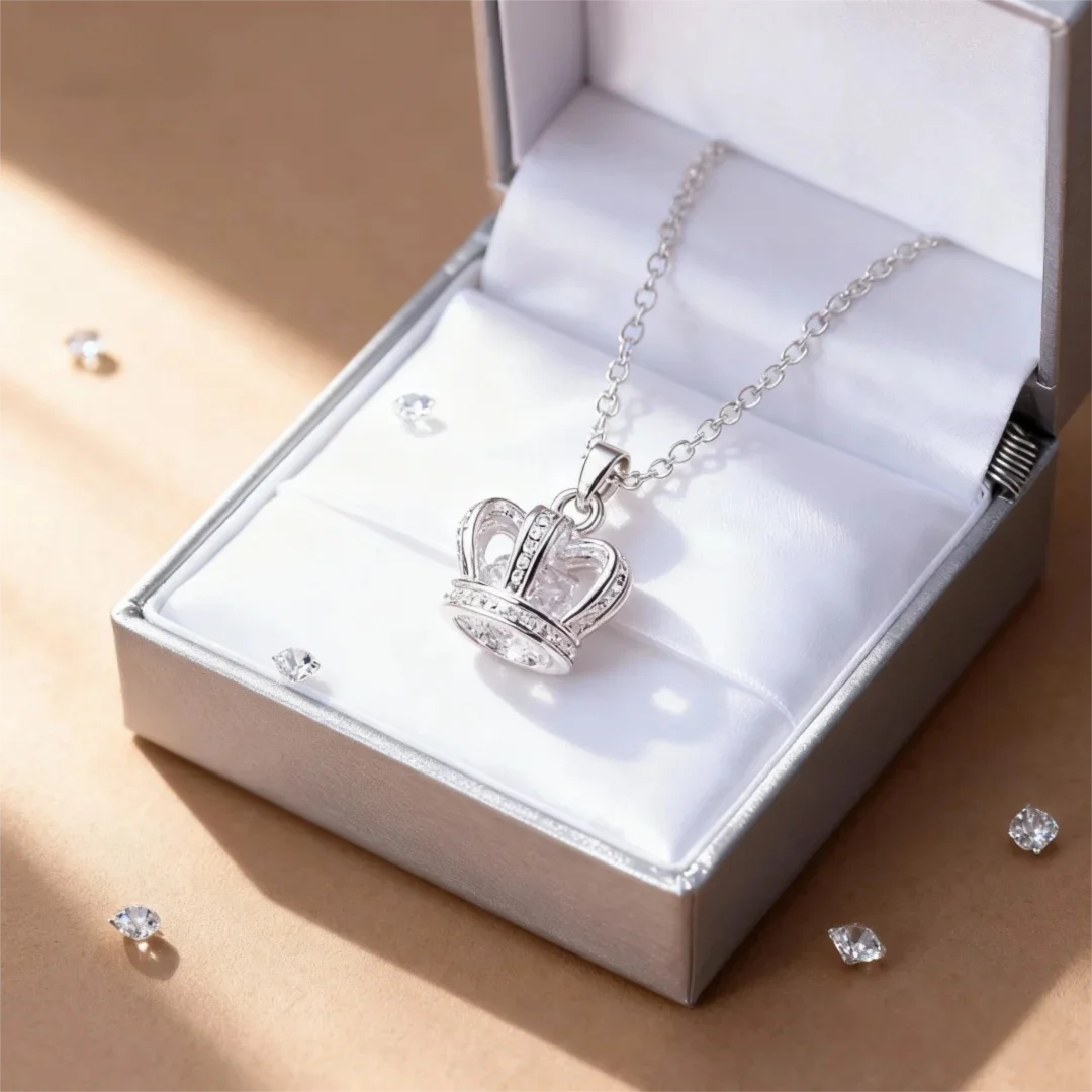Men'S Accessories Office - Squisita collana con corona in argento