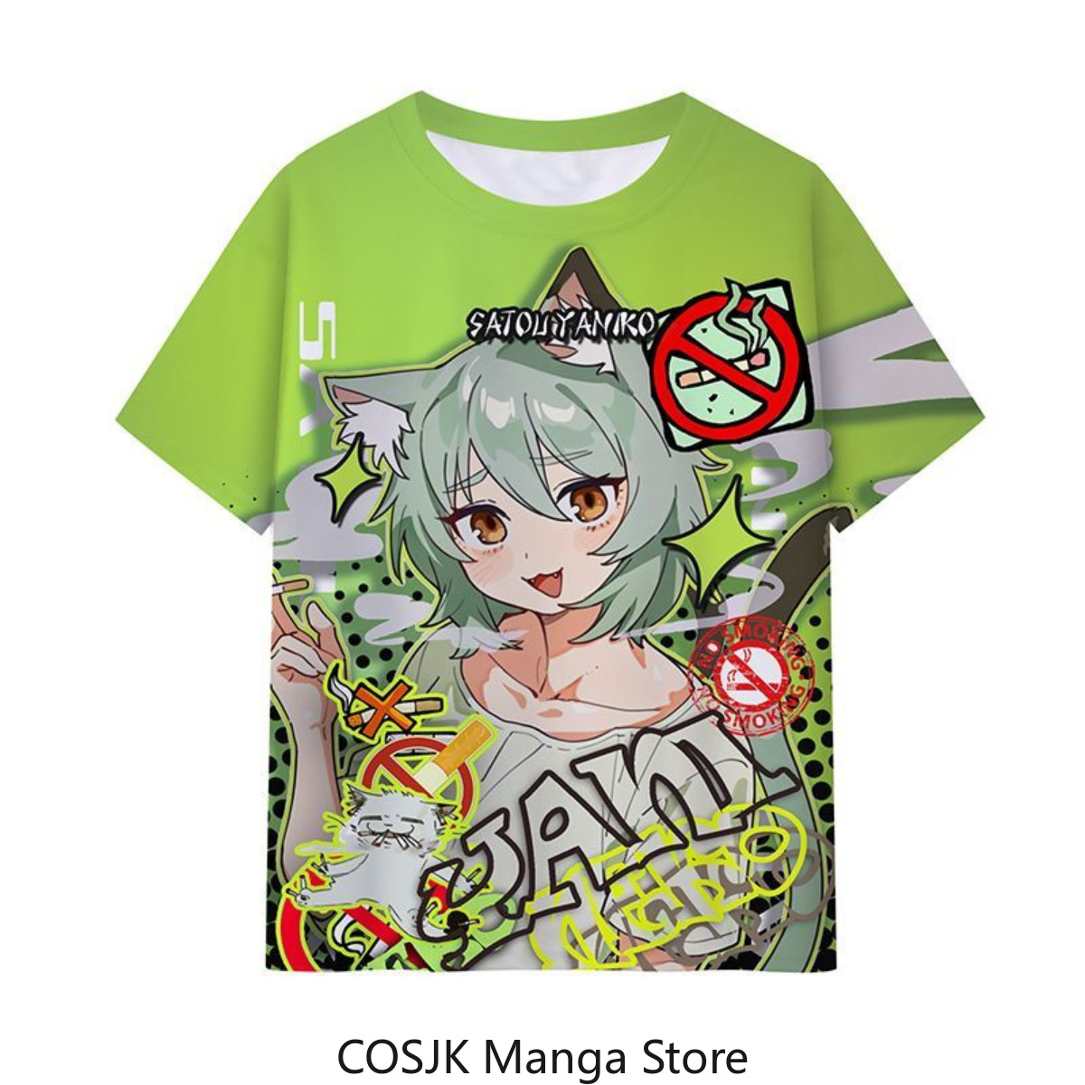 Men Accessories For Gift - T-Shirt Anime Chainsmoker Cat Yani Neko