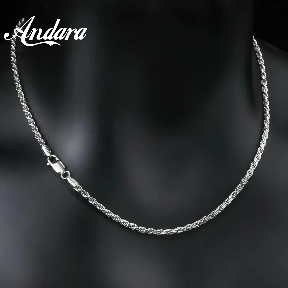 Men Accessories Singapore - Collana a Catena Intrecciata in Argento